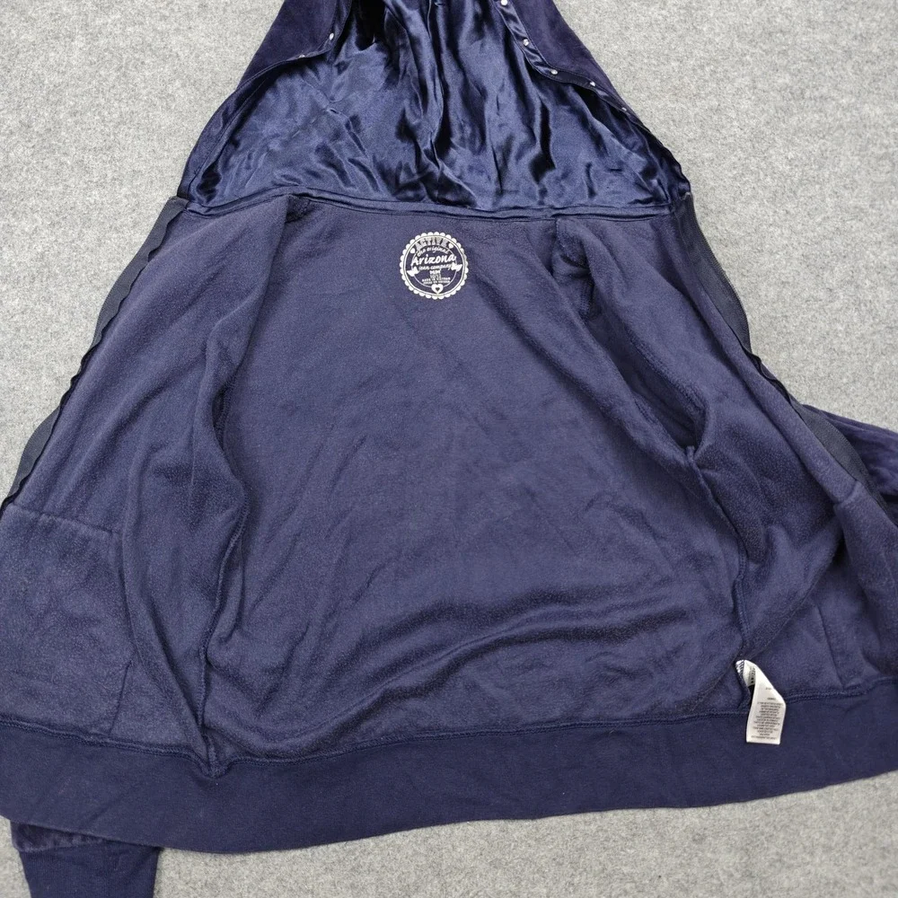 Arizona Jean Company Hoodie Girls 10/12 Blue Velour Full Zip Rhinestone Crown